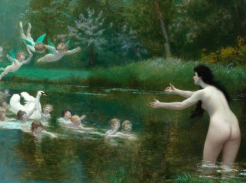 クラシックヌード Painting - レダと白鳥の天使のクラシックヌード